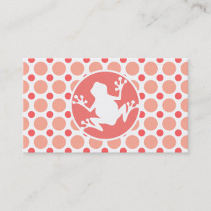 Frog; Pink & Coral Polka Dots Business Card