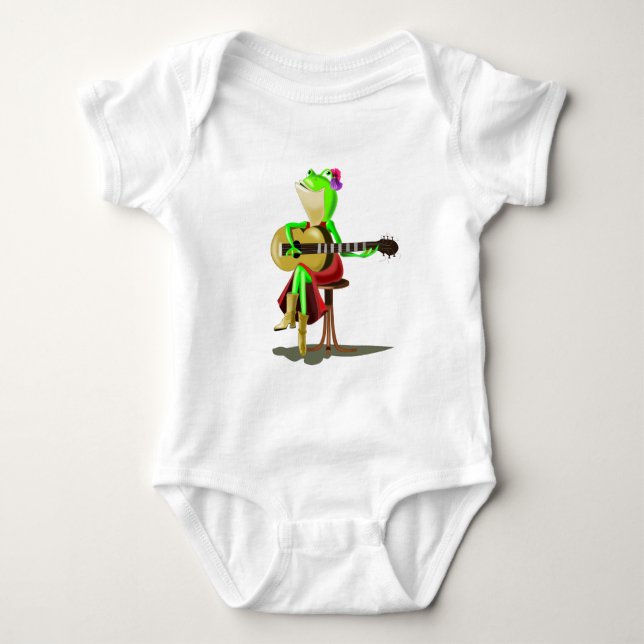 Frog Playing Guitar Baby Bodysuit (Front)