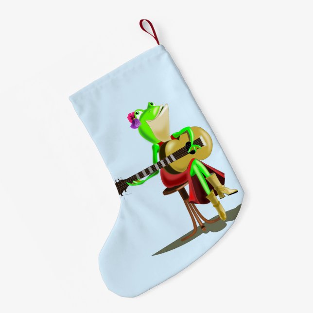 Frog Playing Guitar Christmas Stocking - Painting (Back (Hanging))