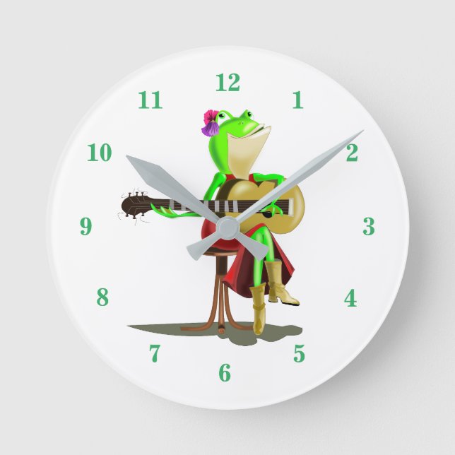 Frog Playing Guitar Clock Custom Colour - Painting (Front)