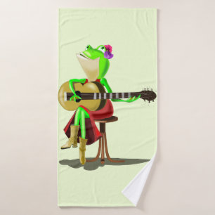 Frog Playing Guitar Funny Bath Towels