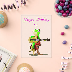 Frog Playing Guitar Funny Birthday Card Acrylic Invitations