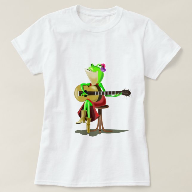 Frog Playing Guitar Funny T-Shirt (Design Front)