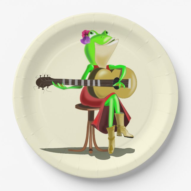 Frog Playing Guitar Paper Plate (Front)