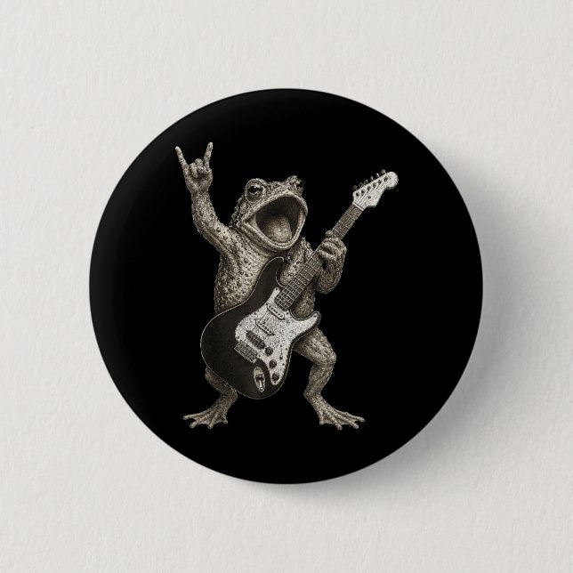 Frog Playing Guitar Rock And Roll Funny 2 Inch Round Button (Front)