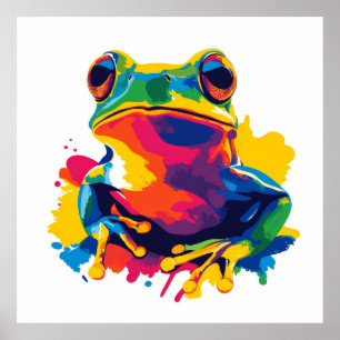 Frog Portrait Illustration Watercolour Painting Poster
