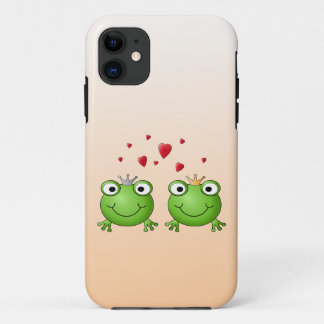 Frog Prince and Frog Princess, with hearts. iPhone 11 Case