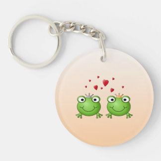 Frog Prince and Frog Princess, with hearts. Keychain