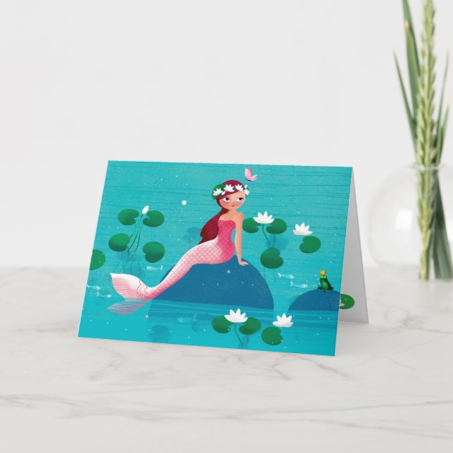 Frog Prince and Mermaid Greeting Card (Front)
