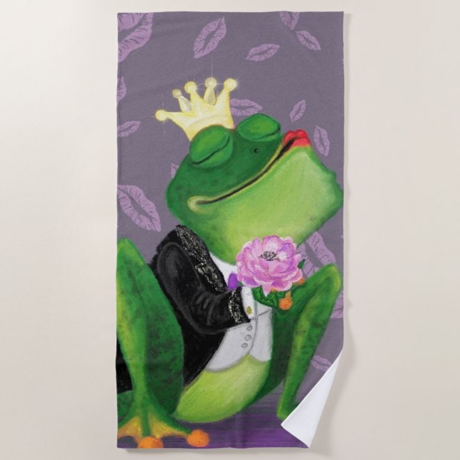 Frog Prince Beach Towel - Paintng (Front)