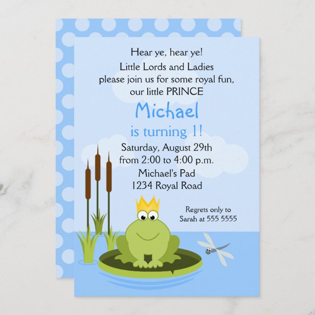 Frog Prince Birthday Party Invitation (Front/Back)