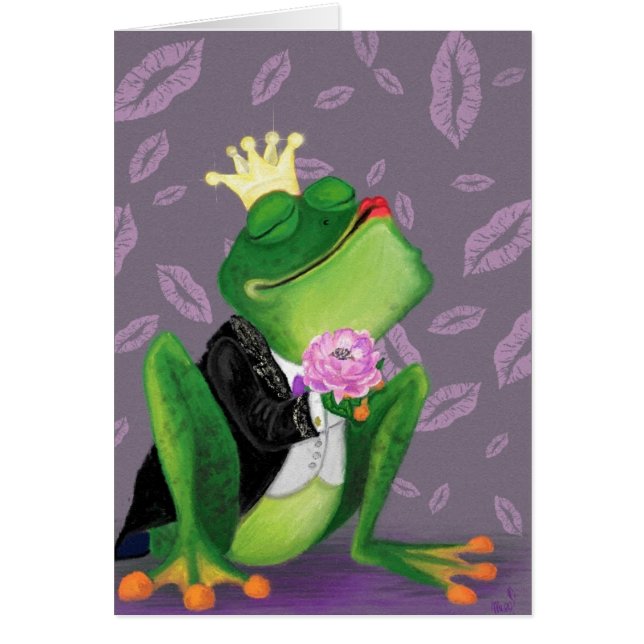 Frog Prince Card Kiss - Add Your Text / Name (Front)
