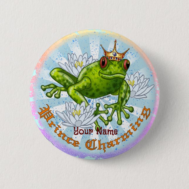 Frog Prince Charming 2 Inch Round Button (Front)