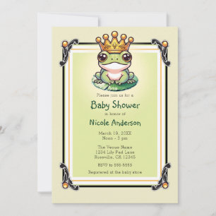 Frog Prince en or Couronne Baby Shower Invitations
