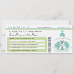 Frog Prince Enregistrer la date Carte d'embarqueme