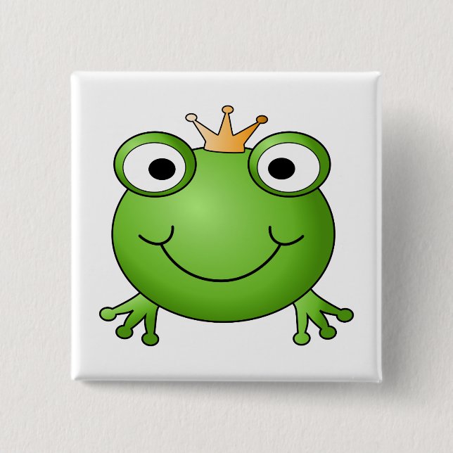 Frog Prince. Happy Frog. 2 Inch Square Button (Front)
