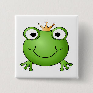 Frog Prince. Happy Frog. 2 Inch Square Button