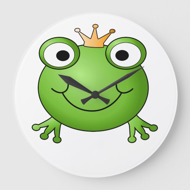 Frog Prince. Happy Frog. Large Clock (Front)