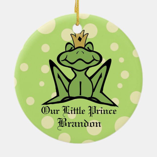 Frog Prince Keepsake Photo Ceramic Ornament (Back)