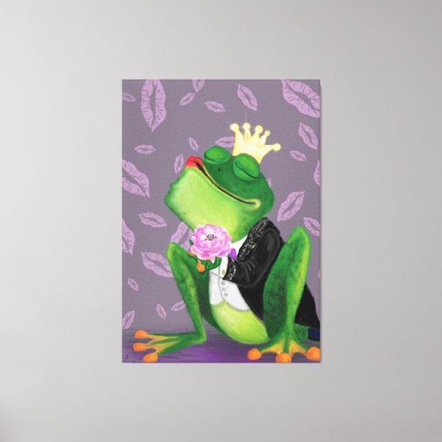 Frog Prince Kissy Valentine's Day Gift Canvas Art (Front)