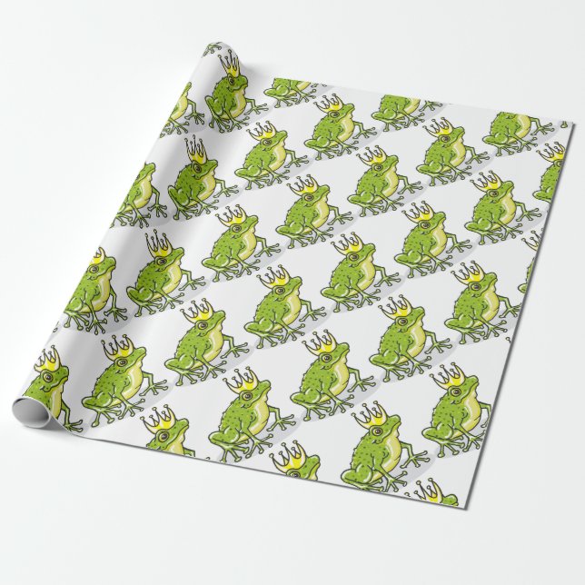 Frog Prince Princess Sketch Wrapping Paper (Unrolled)