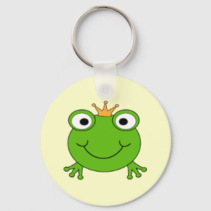 Frog Prince. Smiling Frog with a Crown. Keychain