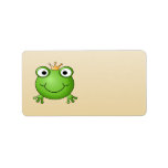 Frog Prince. Smiling Frog with a Crown. Personalized Address Label
