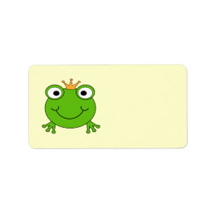 Frog Prince. Smiling Frog with a Crown. Label