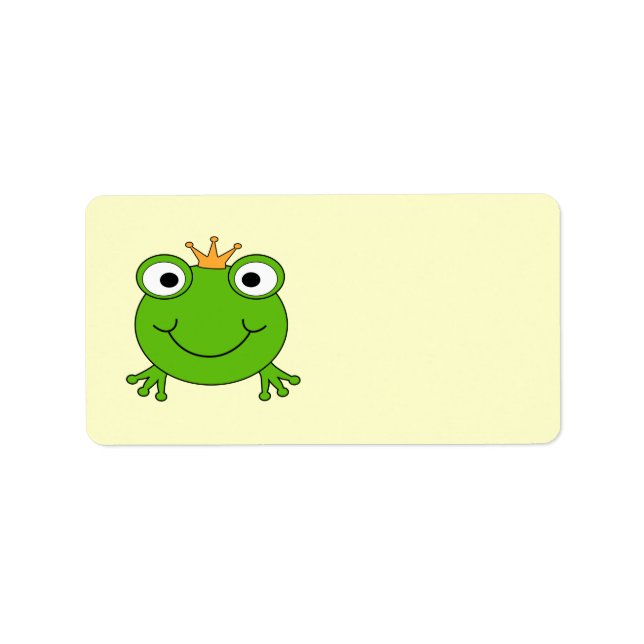 Frog Prince. Smiling Frog with a Crown. Label (Front)
