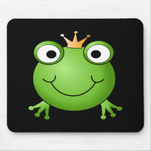 Frog Prince. Smiling Frog with a Crown. Mouse Pad