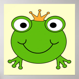 Frog Prince. Smiling Frog with a Crown. Poster