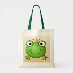 Frog Prince. Smiling Frog with a Crown. Tote Bag