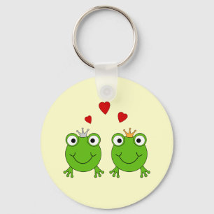 Frog Princess and Frog Prince, with hearts. Keychain