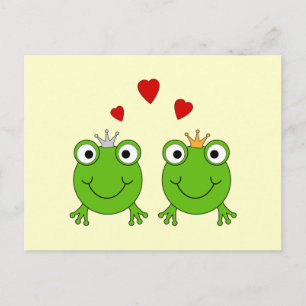 Frog Princess and Frog Prince, with hearts. Postcard