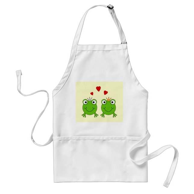 Frog Princess and Frog Prince, with hearts. Standard Apron (Front)