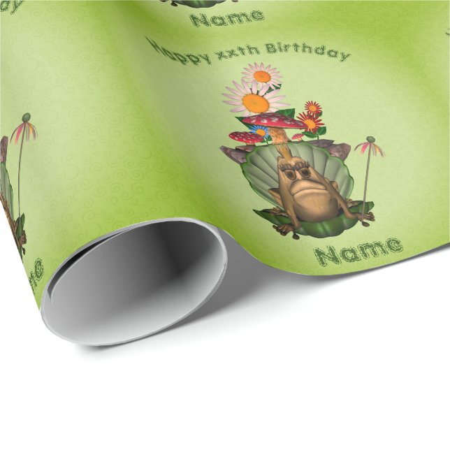 Frog Princess Mushrooms Personalized Birthday  Wrapping Paper (Roll Corner)