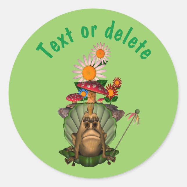 Frog Princess On Throne Cute Personalized Classic Round Sticker (Front)