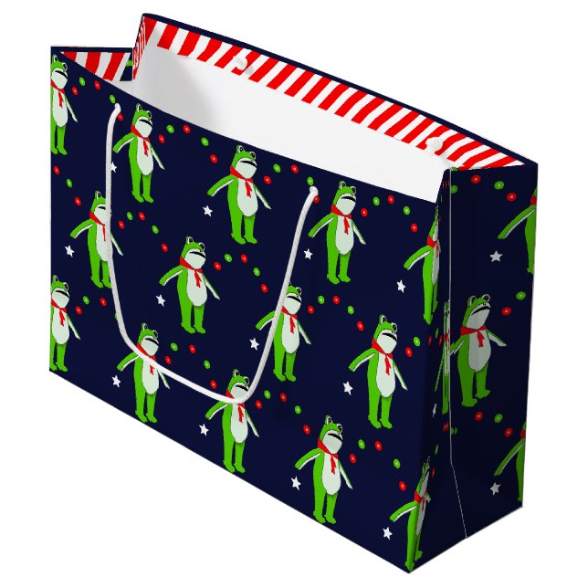 Frog Protest No Kings Gift Large Gift Bag (Front Angled)