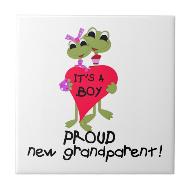 Frog Proud Grandparent of Boy Gifts Tile (Front)