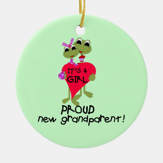 Frog Proud Grandparent of Girl Gifts Ceramic Ornament (Front)