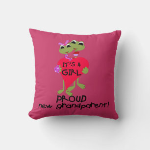 Frog Proud Grandparent of Girl Gifts Throw Pillow