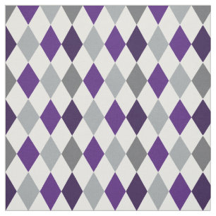 Frog Purple & Grey Argyle Pattern Fabric