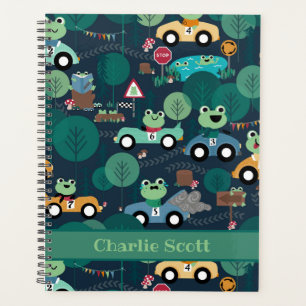 Frog Race Car Drivers Kids Personalized Planner