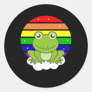 Frog Rainbow Glitter Kawaii Frogs Classic Round Sticker