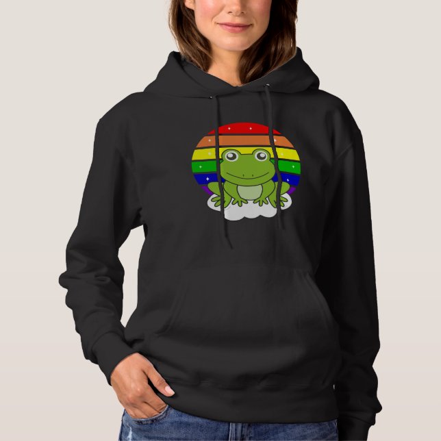 Frog Rainbow Glitter Kawaii Frogs Hoodie (Front)