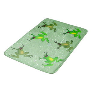 Frog Raindrops Abstract Bath Mat