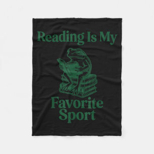 Frog reading book fun men women kids reading fleece blanket