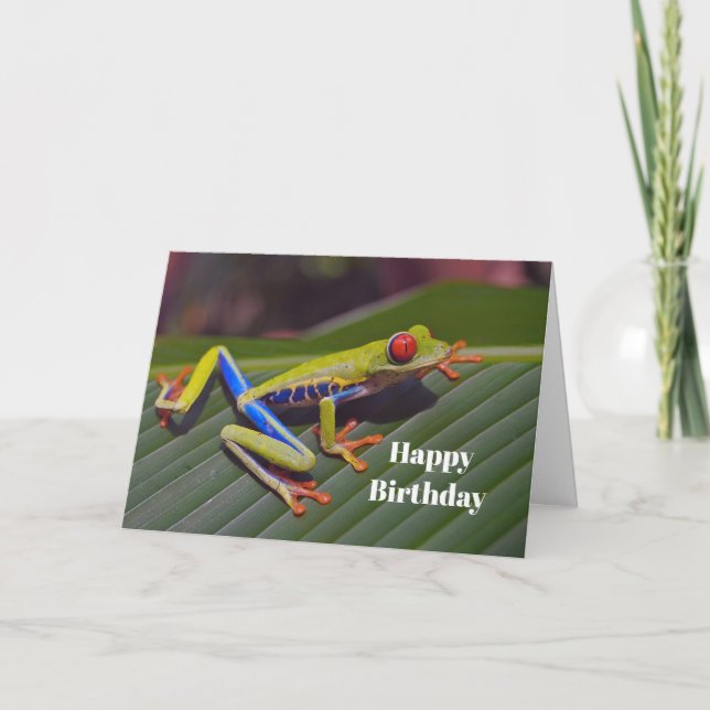 Frog Red Eye Photo Birthday Card (Front)