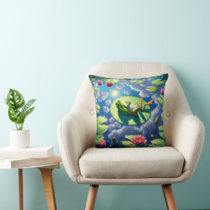 Frog Relaxing On a Lily Pad Throw Pillow