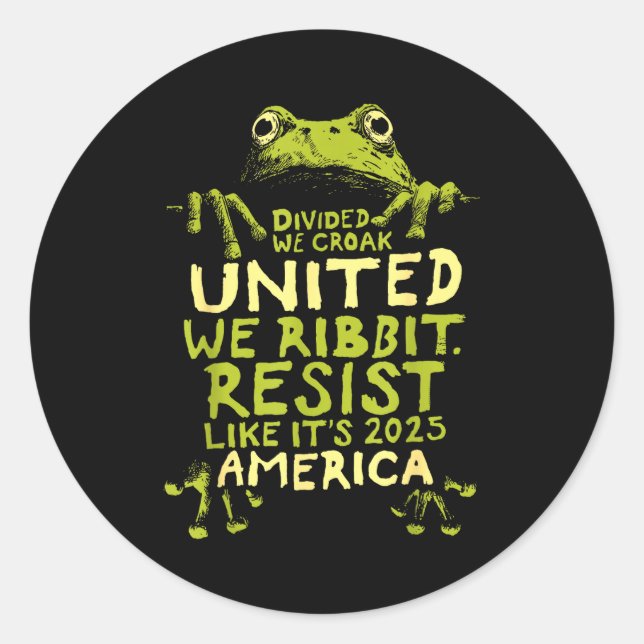 Frog Resist Cute Funny  Classic Round Sticker (Front)